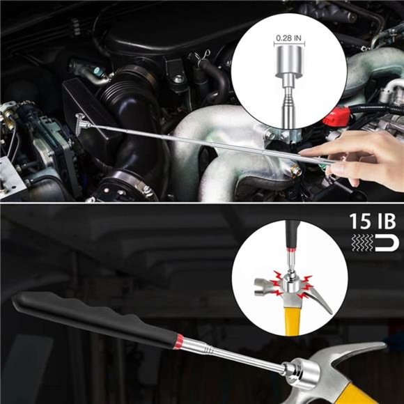 5PCS Magnetic Telescoping Pick-up Tool Kit, 360 Swivel Adjustable Mirror - Picture 3 of 6